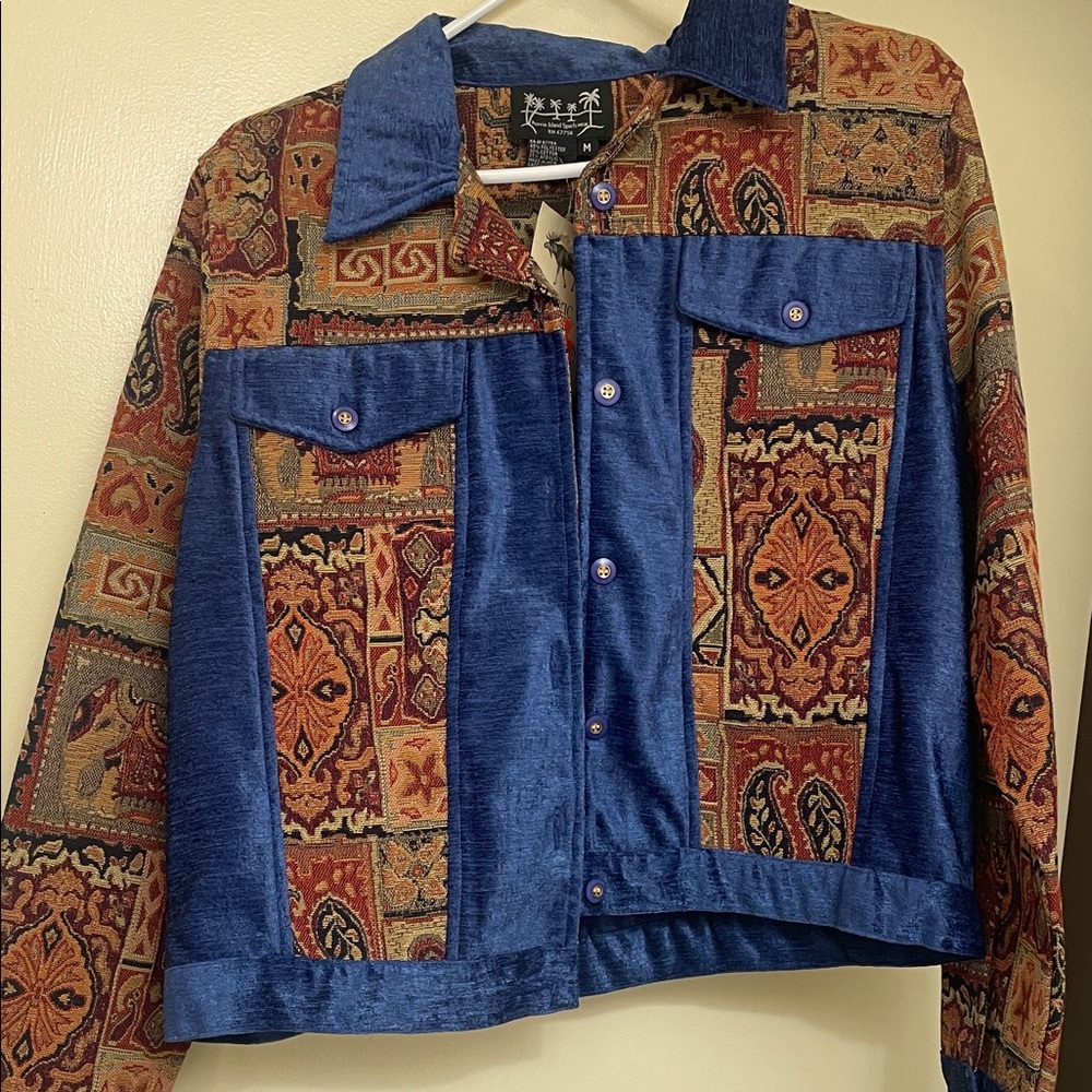 Vintage embroidered Patchwork Tapestry Jacket - N… - image 1
